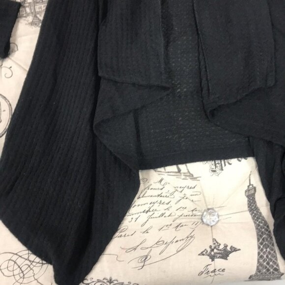 Bobeau Waffle Knit Drape Front Cardigan - Picture 3 of 5